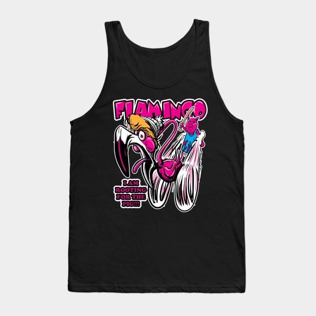 Piggy chasing a Flamingo Tank Top by eShirtLabs